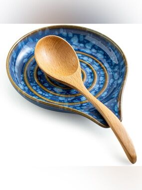 LAUCHUH Spoon Rest for Stove Top - 5” Ceramic Spoon Holder